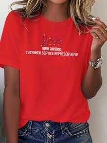 Customer Service Representative. Women's Comfortable Pure Cotton T-Shirt. - Red - View 7