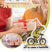 RHUAGYP 1pc Funny Frog Riding Bicycle Slogan Embroidered Patch, Wearing Orange Party Hat Graphic, Iron-On Or Sew-On Badge Suitable For Clothing Decoration - Multicolor - View 7