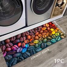1pc Colorful Coffee Bean Pattern Printed Rug Series, Long Doormat, Indoor Entrance Mat, Bedroom Bedside Mat, Kitchen Mat, Suitable For Living Room, Laundry Room, Bathroom - Multicolor - View 9