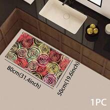 1 pieza Alfombra con estampado de patrón de líneas minimalista y colorido, serie de felpudo largo, adecuada para sala de estar, lavandería, baño, dormitorio, cocina - Multicolor - Ver 17
