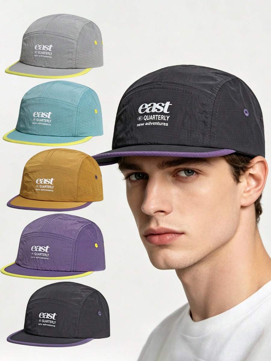 1 pieza Gorra de béisbol con visera plana de color contrastante, ligera, transpirable, de secado rápido y con protección solar para deportes al aire libre y skateboard para hombres - A - Ver 1