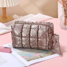 1 túi đựng mỹ phẩm chần bông, túi đựng đồ trang điểm mềm mại, túi đựng đồ vệ sinh cá nhân du lịch dễ thương dành cho nữ, túi đựng mỹ phẩm dung tích lớn, túi đựng mỹ phẩm chần bông kiểu ví, túi đựng đồ vệ sinh cá nhân thiết yếu, phiên bản Giáng sinh dành cho nữ/bé gái - Xem 10