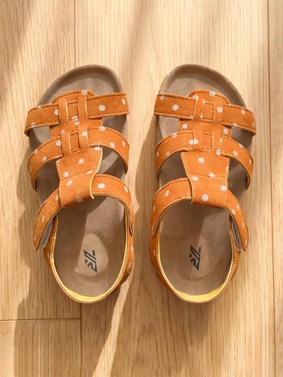 2026 Fashion Multi-Function Girls' Sandals, Button + Hook & Loop Design, Summer Casual Shoes, Suitable For Outdoor And Various Occasions! - Burnt Orange - View 1