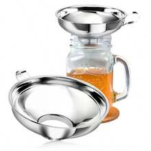 304 Stainless Steel Large Diameter Funnel With Handle, Large Kitchen Funnel Suitable For Canning, Jar Filling, Transferring Oils, Liquids, Powders And Dry Goods, Suitable For Mason Jars - View 4