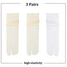 1/3 Pairs Summer Thin Women's Toe Separator Socks, Lace Trim Toe Socks, Suitable For Pig Nose Shoes, No Heel Design - Multicolor - View 20
