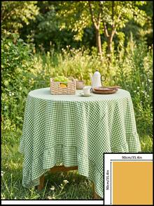 1pc Fresh Green Plaid Ruffle Edge Tablecloth, American Country Style Minimalist Decorative Table Cloth, Rectangular For Dining Table, Coffee Table, TV Cabinet, Entryway, Multi-Functional Cover, Suitable For Holiday Gatherings, Birthday Parties, Wedding Banquets, Table Decoration, Room Decor, Office Desk, Coffee Table Mat, Outdoor Picnic Mat, Home Decor, All Seasons - Green - View 13
