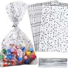 50/100 件星形印花 5.91"X9.84" 礼品包装，透明礼品袋，带扭结，适用于迎婴派对、生日、婚礼、派对装饰 - 彩色 - 查看 17