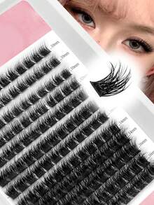 Waloshow 132 cụm/12 hàng, độ cong chữ C, 10-14mm, mi giả tự nhiên dạng phân đoạn, dày và cong, thích hợp cho sử dụng hàng ngày và dự tiệc. - C - Xem 3