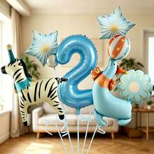 1 bộ bong bóng số động vật rừng, bao gồm bong bóng số màu xanh baby, bong bóng hình ngựa vằn và hải cẩu xiếc, kết hợp với bong bóng hình sao và hoa, phù hợp làm quà bất ngờ cho con trai/con gái, tiệc sinh nhật trẻ em, sự kiện chủ đề cho bé trai, kỷ niệm 100 ngày, phông nền chụp ảnh sinh nhật, tạo không khí cổ tích tươi mới và chữa lành, dù trong nhà hay ngoài trời, mang đến nét sinh động và đáng nhớ cho lễ kỷ niệm sinh nhật của trẻ - Xem 12