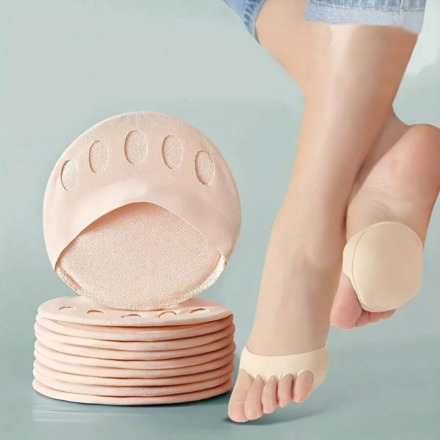 2pcs/Set Women's Invisible Comfortable Forefoot Pads, Soft & Breathable, Anti-Slip Support, With Toe Separator, Suitable For High Heels And Shoes