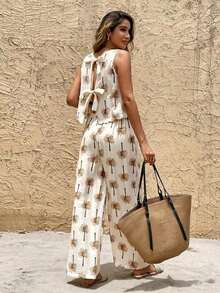 Frenchy 2 piezas Conjunto de top sin mangas y pantalones para mujer, de moda para el verano - Verde - Ver 8