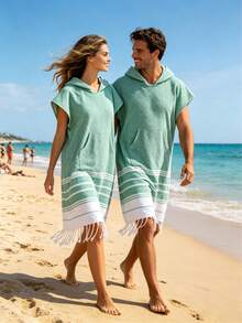 Peignoir une pièce pour femmes, robe de chambre ample, tenue décontractée, serviette de plage à capuche, châle de plage multifonctionnel, peignoir et enveloppe de surf anti-sable, parfait pour la natation, la douche, les vacances et le surf. Très absorbant, toucher doux, essentiel pour la natation, les voyages, la plage, la rentrée scolaire et l'été, 1 pièce incontournable de l'automne. - Multicolore - Voir 2