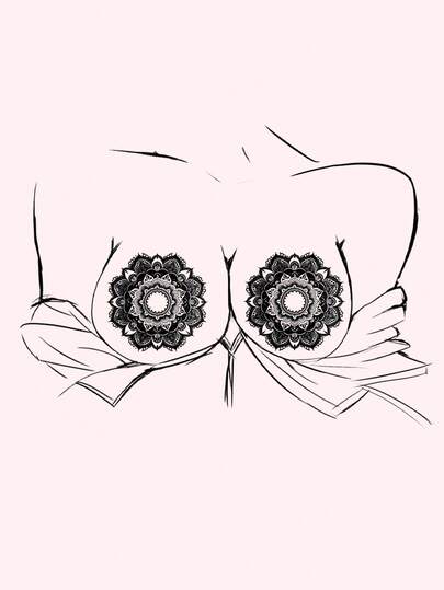 STARTTOOS Hình xăm ngực Succubus gợi cảm - Hình xăm tạm thời họa tiết hoa Mandala phong cách Y2K, che núm vú màu đen, tự làm cho lễ hội Carnival, lễ hội âm nhạc, ngày Valentine, quà tặng tiệc tùng. Hình xăm dán chống thấm nước, chân thực cho da.