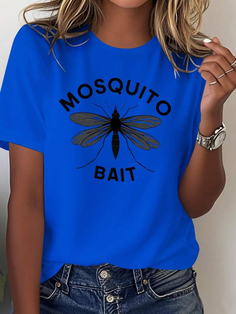 Mosquito Bait Women's Soft Casual T-Shirt, Women's Casual Blouse - 藍色 - 查看 1