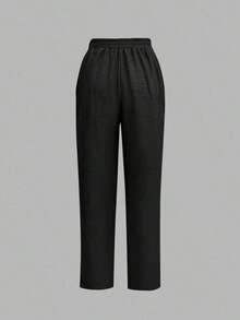 Pantalones elegantes y casuales de moda para mujer con bolsillos en ángulo y detalles de botones, adecuados para ir al trabajo, color negro, primavera - Amarillo verdoso - Ver 7