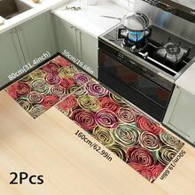 1 pieza Alfombra con estampado de patrón de líneas minimalista y colorido, serie de felpudo largo, adecuada para sala de estar, lavandería, baño, dormitorio, cocina - Multicolor - Ver 11