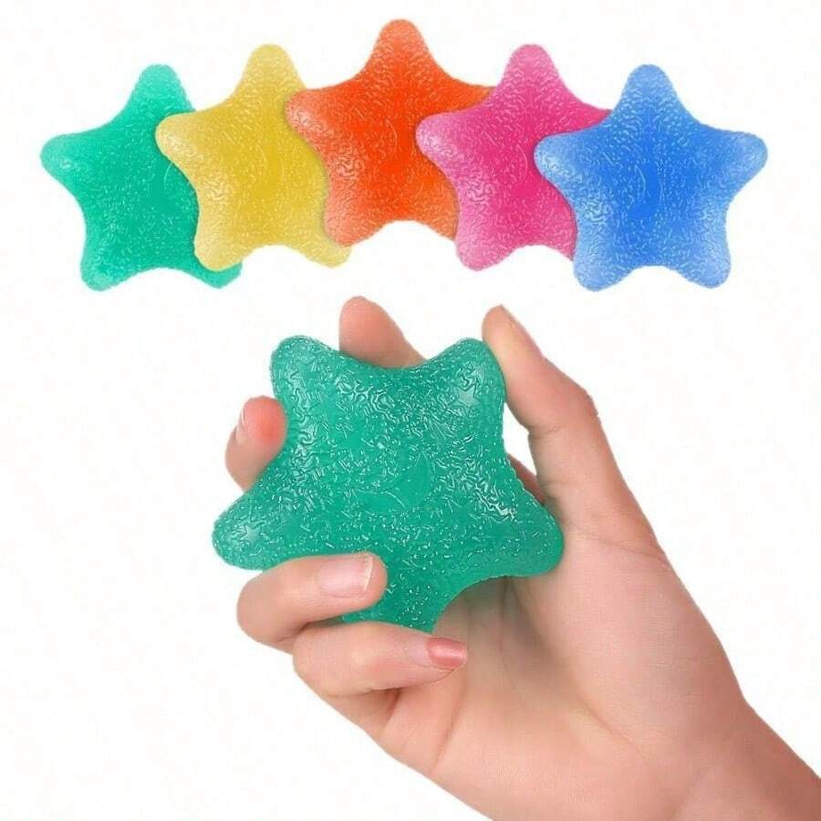 1pc, Random Color, Star-Shaped Grip Ball Hand Exercise Trainer, Five-Finger Warm-Up Strength Elastic Grip Strengthener, Suitable For All Ages, Cheese Squishy, Squishy Dumpling, Fidget, Squishy