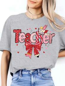 Camiseta Estampada para el Día de San Valentín del Profesor, Regalo de San Valentín, Camiseta para Profesores - Gris - Ver 6