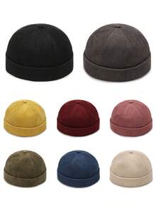 1 pieza Boina de lana con letra NY para hombre, gorra de estilo newsboy minimalista y versátil, sombrero plano lavado casual y personalizado, adecuado para uso callejero y diario, hecho de fibra de poliéster, adecuado para primavera, verano, otoño e invierno - Sombrero negro en forma de melón - Ver 12