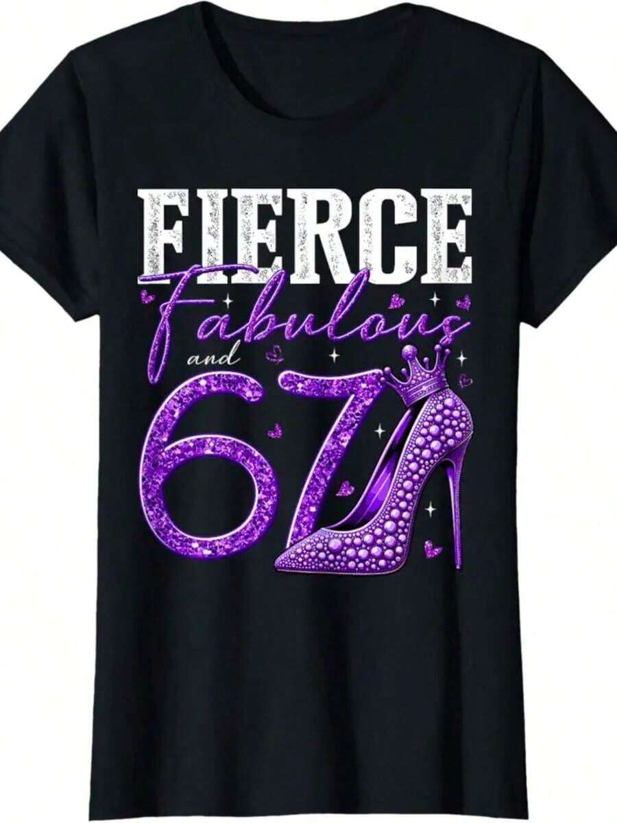 Camiseta Divertida para Mujer, Cumpleaños 67 Años, Reina de Cumpleaños, Transpirable y Cómoda - Negro 13 - Ver 1