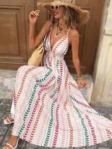 MEXBrillora Vestido sin mangas de cuello en V con estampado total para vacaciones de verano de mujerMEX RZIJ - Multicolor - Ver 6