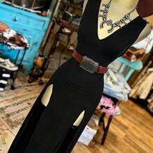 guangzhougaolangshangmao  Vestido largo sin mangas de cuello en V profundo de unicolor para mujer - Albaricoque - Ver 5