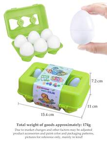 Assorted Color & Shape Matching Realistic Egg Toy Set, Children's Educational Interactive Game, Easter Colorful Egg Model Gift, Birthday Present (Some Accessories Randomly Included) - 彩色 - 查看 12