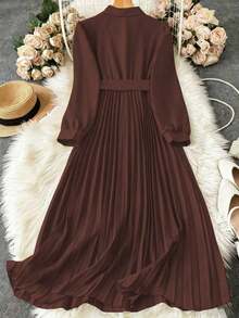 Women Midi Dresses - 棕色氧化物 - 查看 2