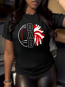 Símbolo que combina un balón de béisbol y una figura de plumas rojas y blancas representando fuerza unión orgullo familiar espíritu deportivo y amor paternal camiseta de mujer casual moderna cómoda para uso diario - Negro - Ver 8
