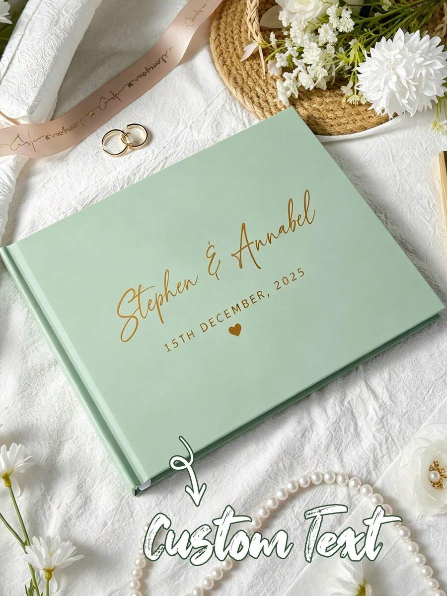 Personalized Horizontal Wedding Guest Book, Customized Wedding Memory Album, Mr. & Mrs. Signature Book, Warm Atmosphere, Autumn Decor, Eternal Love, Unique Gift, Personalized Eucalyptus Wedding Guest Book, Wedding Memory Book, Wedding Scrapbook