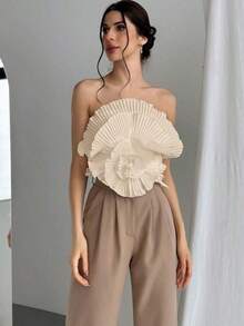 Pleated Bandeau With Floral Print - 白色 - 查看 12