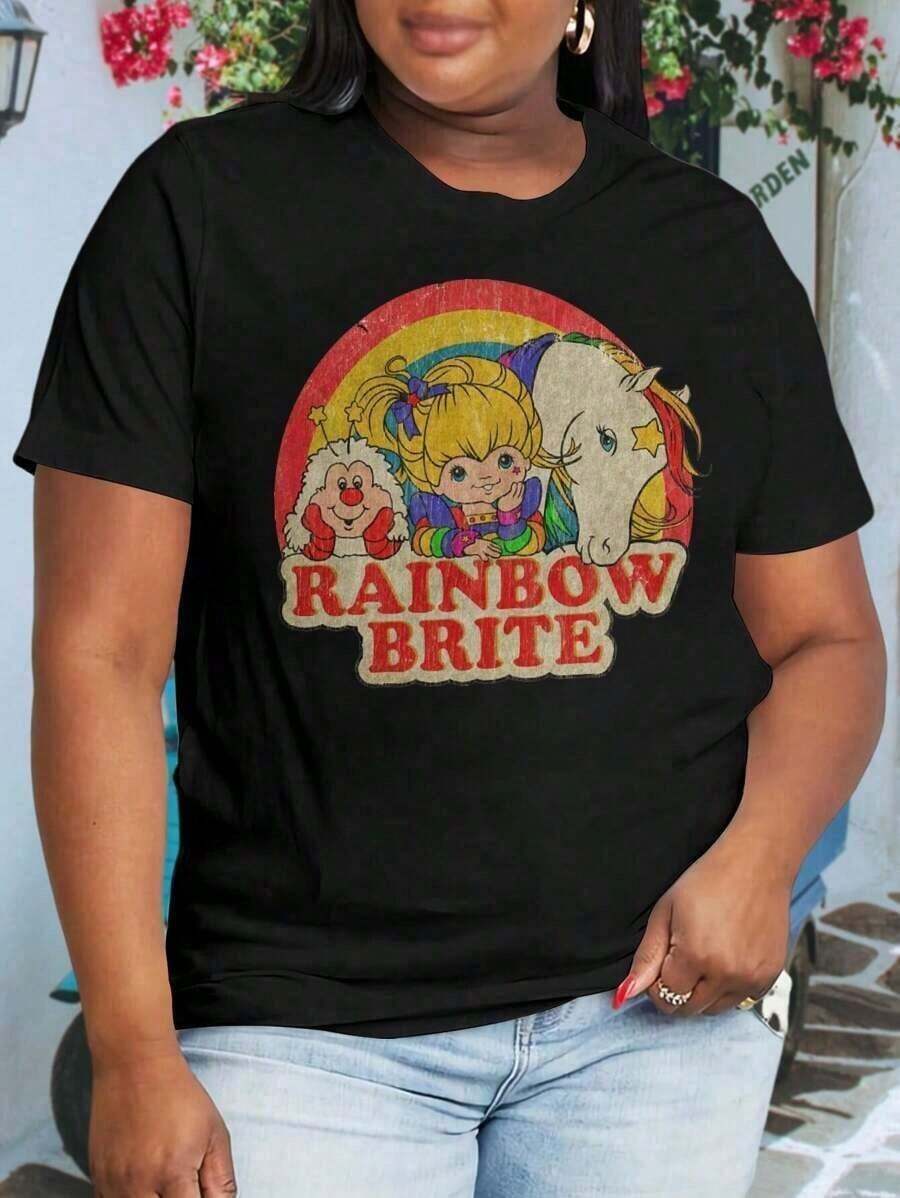 Camiseta Retro Rainbow Brite para Mujer, Talla Grande, Estilo Vintage de los 80 y 90 - Negro - Ver 1