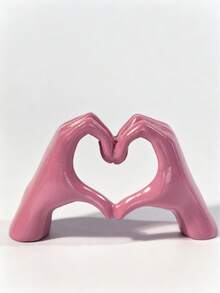 1pc Pink Heart-Shaped Finger Gift - Harmonica, Resin Craft, Bedroom Desk Sculpture Decor, Study Desk Decor, Birthday Gift, New Home Decor, Wedding Ornament, Holiday Gift - View 4