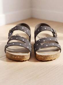 2026 Fashion Girls Multi-Purpose Sandals, Button + Hook & Loop Design, Summer Casual Shoes, Suitable For Outdoor And Various Occasions! - Chocolate Brown - View 2