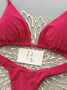 Bộ bikini 2 mảnh phong cách bohemian thanh lịch, gợi cảm, họa tiết hoa, buộc dây, thích hợp cho kỳ nghỉ biển, mùa xuân/hè. - Màu Hoa hồng đỏ - Xem 4