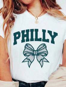 1 pieza de ropa de mujer; Camisetas de Verano, Camiseta Vintage de Filadelfia, Camiseta de Corte Holgado, Camiseta de Béisbol de Filadelfia, Phanatic, Camiseta de Béisbol de Filadelfia, Camisetas Oversize para Mujer, Camiseta de Manga Corta con Cuello Redondo de Corte Holgado para Mujer, Adecuada para Atuendos de Verano, 100% Algodón Puro ZN7J180g Algodón 100% - Blanco - Ver 9