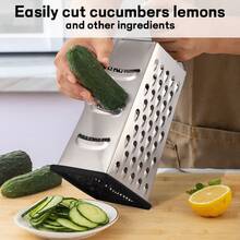 1set Stainless Steel, With Four Sides For Zucchini, Carrots, And Cheese,Potato Slicer, Multifunctional Kitchen Grater, Vertical Grater, Handheld Stainless Steel, Four Sided Grater, Household Kitchen Vegetable And Fruit Grater, - Multicolor - View 6