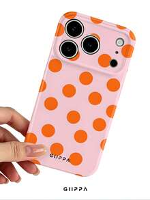 GIIPPA 1 chiếc ốp lưng điện thoại màu hồng nhạt phối họa tiết chấm bi cam cho iPhone 17 Pro Max, tương thích với iPhone 16 Pro Max, 15 Pro Max, 14 Pro Max, ốp lưng điện thoại phong cách Hàn Quốc thời trang và độc đáo, phù hợp với các dòng 11/12/13/14/15/108 Pro Max Plus, thiết kế thanh lịch phù hợp cho cả nam và nữ, món quà lý tưởng cho bạn gái vào dịp Giáng sinh, Lễ tình nhân, Lễ Phục sinh, mùa cưới và sinh nhật. - Nhiều màu - Xem 5