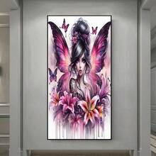 1件装DIY钻石画套装 - 蝴蝶仙子图案，圆形钻石马赛克艺术工艺套装，适合初学者，家居墙面装饰，独特礼物，不含画框 - 無框 - 查看 9