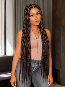 A ANYTIME High Quality HD Full Lace Large Braided Wig, Single Layer High Definition Full Lace Handmade Large Corn Braid Wig, Large Partition Braided Headband Wig, Goddess Fashion Wig - Multicolor - View 16