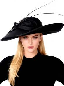 HIMESPORT Royal Women's Sinamay Wedding Hat, Women's Wide Brim Cocktail Party Church Tea Party Dress Soft Felt Hat With Bow - Solid Color - View 19