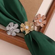 Multifunctional Floral Scarf Buckle, High-End Fashion Versatile Square Scarf Fastener, Women's Light Luxury Scarf Buckle New - 銀色 - 查看 6
