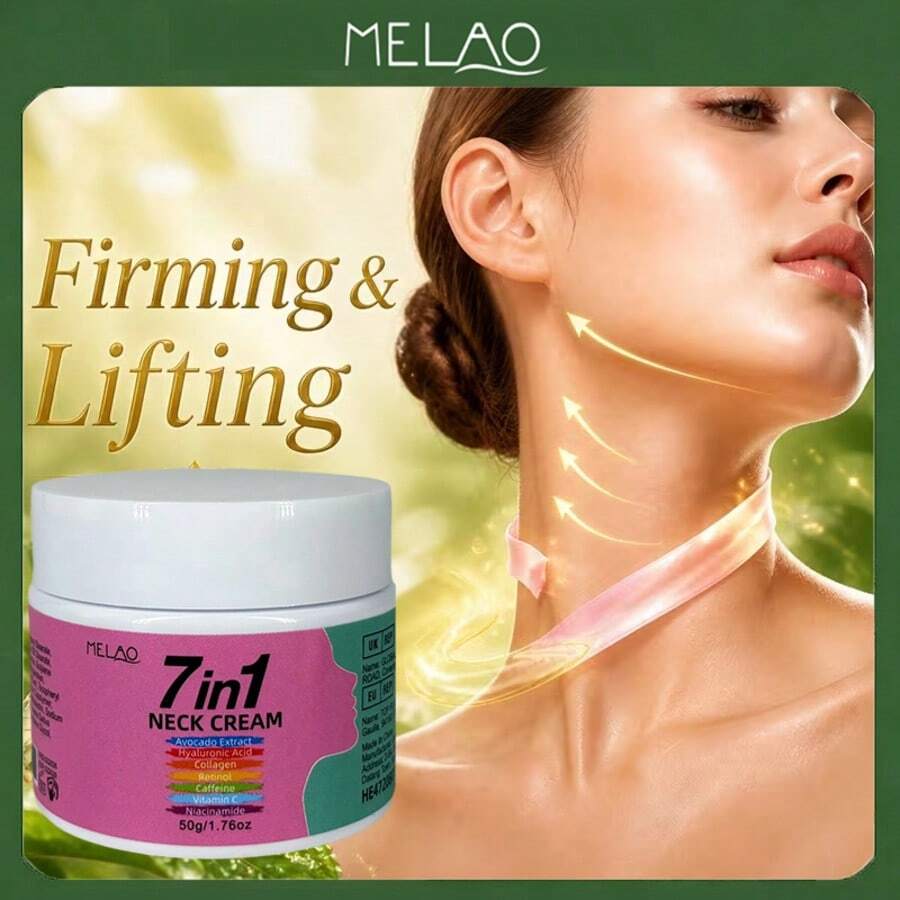 MELAO 7合1颈霜,蕴含牛油果、胶原蛋白、透明质酸和维生素C,紧致提拉颈部肌肤,保湿提亮,改善肤质,50克/1.76盎司 - 膏狀 - 查看 1