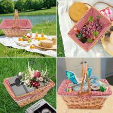 Grand panier de pique-nique en osier avec poignée, panier cadeau à remplir, panier à ouverture supérieure convenant pour le jardinage, les fruits, les bonbons, le vin, la collecte d'œufs de Pâques, les mariages, les légumes et plus encore - Multicolore - Voir 9