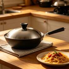 Conjunto de Wok e Panela de Sopa Antiaderente Preta com Tampas de Vidro, Panela de Dupla Camada com Cesto de Vapor, Construída com Material Robusto e Grosso, Superfície Fácil de Limpar, Ideal para Cozinhar, Preparação de Refeições e Uso Diário na Cozinha. - Ver 7