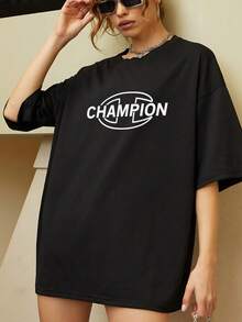 El estampado expresa el espíritu de una persona fuerte y perseverante que nunca se rinde y afronta los desafíos con confianza y energía, inspirando motivación y actitud positiva camiseta de mujer  suave cómoda y perfecta para uso diario casual - Negro - Ver 6
