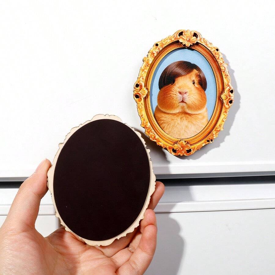 1pc Interesting Rabbit Design Wooden Fridge Magnet, Craft Gift Suitable For Home Refrigerator And Mailbox Decoration! - 1 Piece Of Rabbit Hair With Side-swept Bangs - View 1