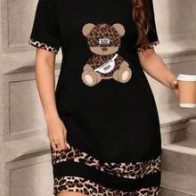 Nana's Women's Clothing Store  Vestido camiseta casual de mujer con cuello redondo y manga corta con estampado de corazones - Multicolor - Ver 1