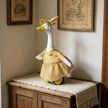 Porch Goose Christmas Outfits Snowman/Floral Dress And Hat Goose Statue Clothes Garden Decoration - A - View 3