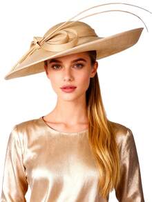 HIMESPORT Royal Women's Sinamay Wedding Hat, Women's Wide Brim Cocktail Party Church Tea Party Dress Soft Felt Hat With Bow - Solid Color - View 18